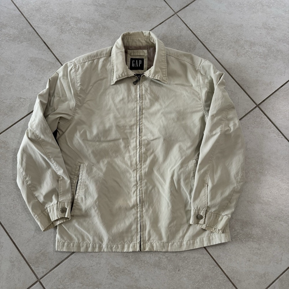 Vintage Gap Bomber Jacket Mens‎ M Beige Full Zip Pockets Y2K Outdoor Workwear